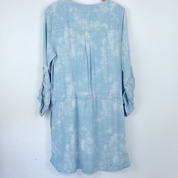 Lou and Grey Button Down Long Sleeve Tie Waist Shirt Dress Blue White Size M - Picture 7 of 7